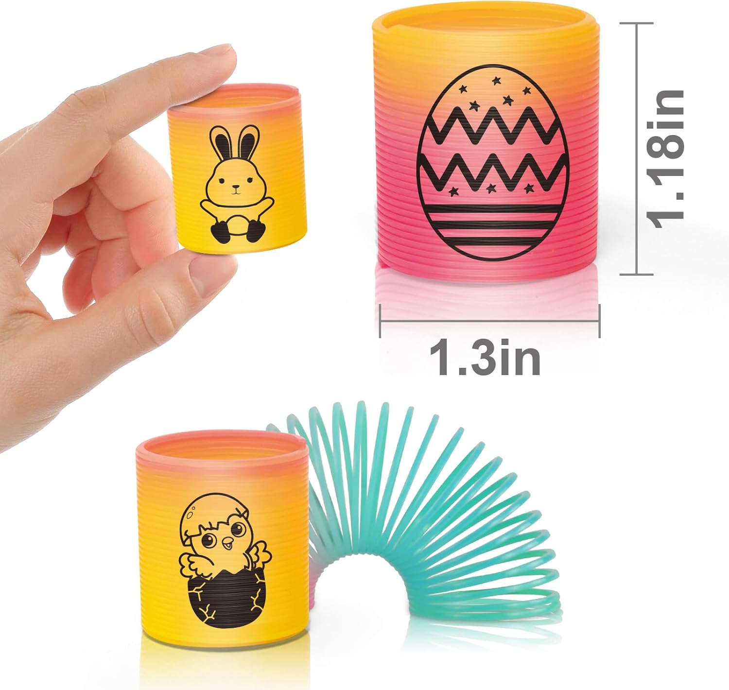 CLEVERZONE 36 Packs Spring Rainbow Magic Fidget Stress Coil Mini Springs Bulk Toys Party Favor Carnival Prize Goodie Bag Stuffers For Kids Boys Girls (Easter)