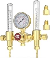 YESWELDER Dual Output Argon Regulator Flow Meter for MIG TIG Welding, 0-4500 PSI CGA580 Inlet, Brass Precision Gauge