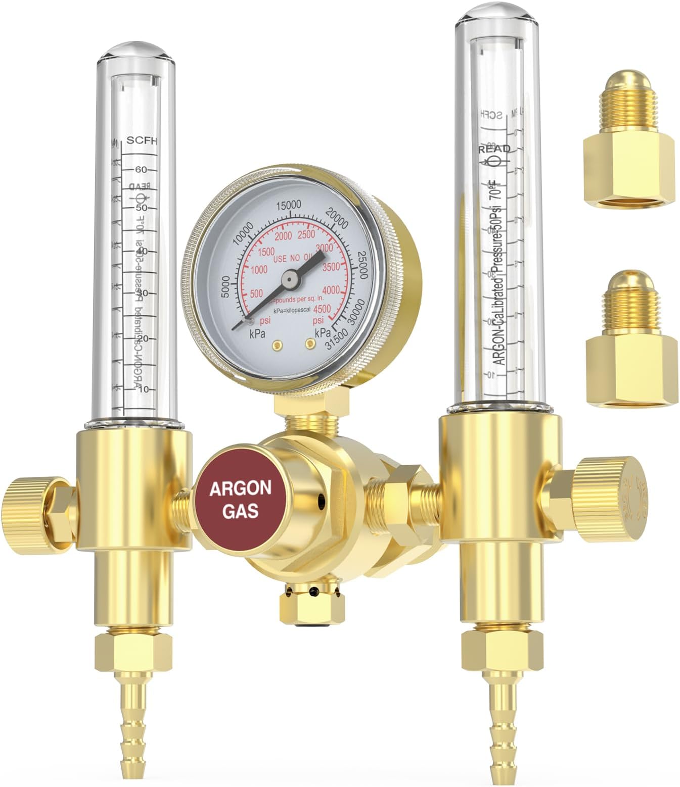 YESWELDER Dual Output Argon Regulator Flow Meter Mig Tig, 0-4500PSI, CGA580 Inlet Connection