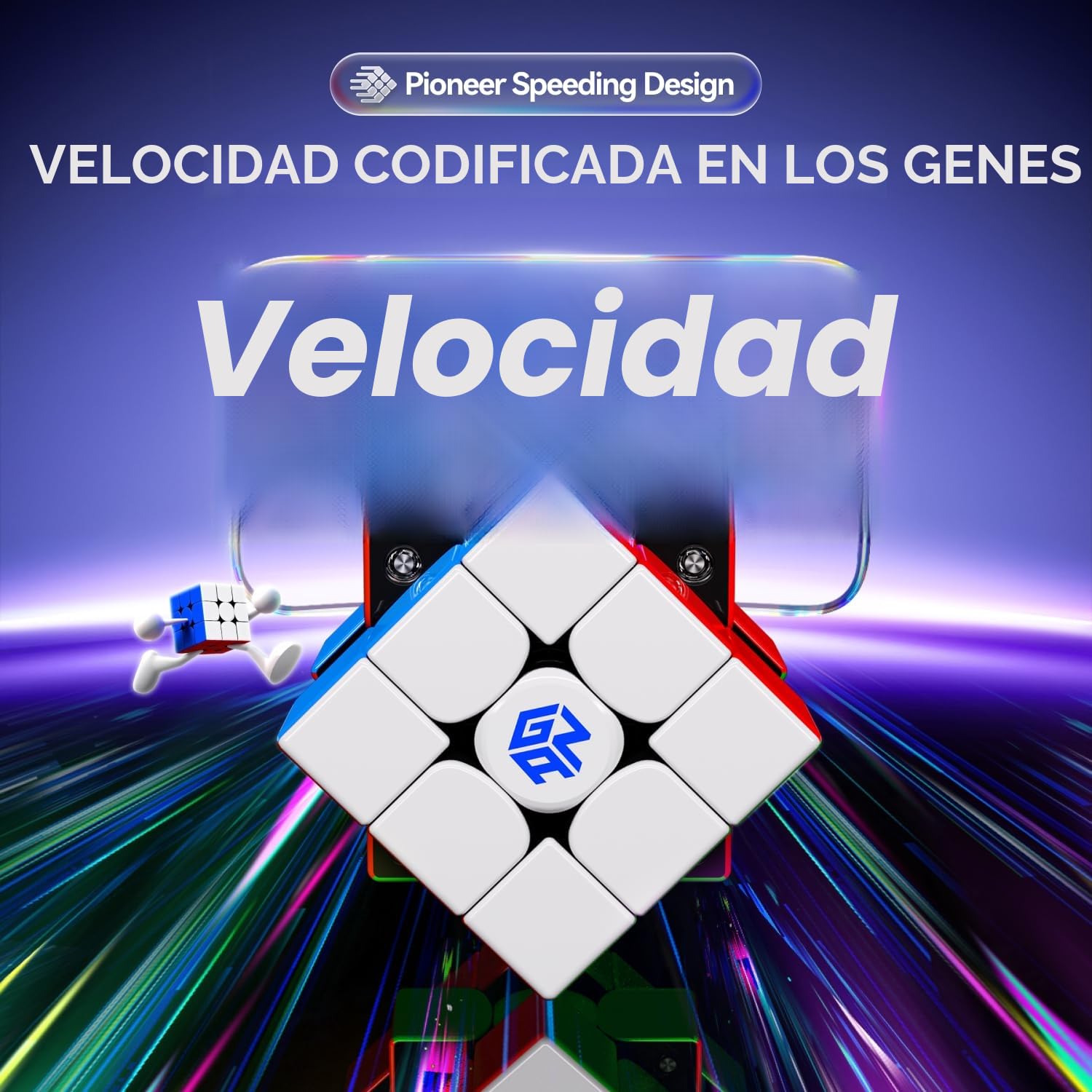 GAN V100 Maglev Speed Cube 3x3, Magnético Cubo Ultraligero de 64 g, Profesional Original Cubos de Velocidad, Apto Tanto para Niños como para Adultos, UV Version, Superficie Interior Negro 55mm