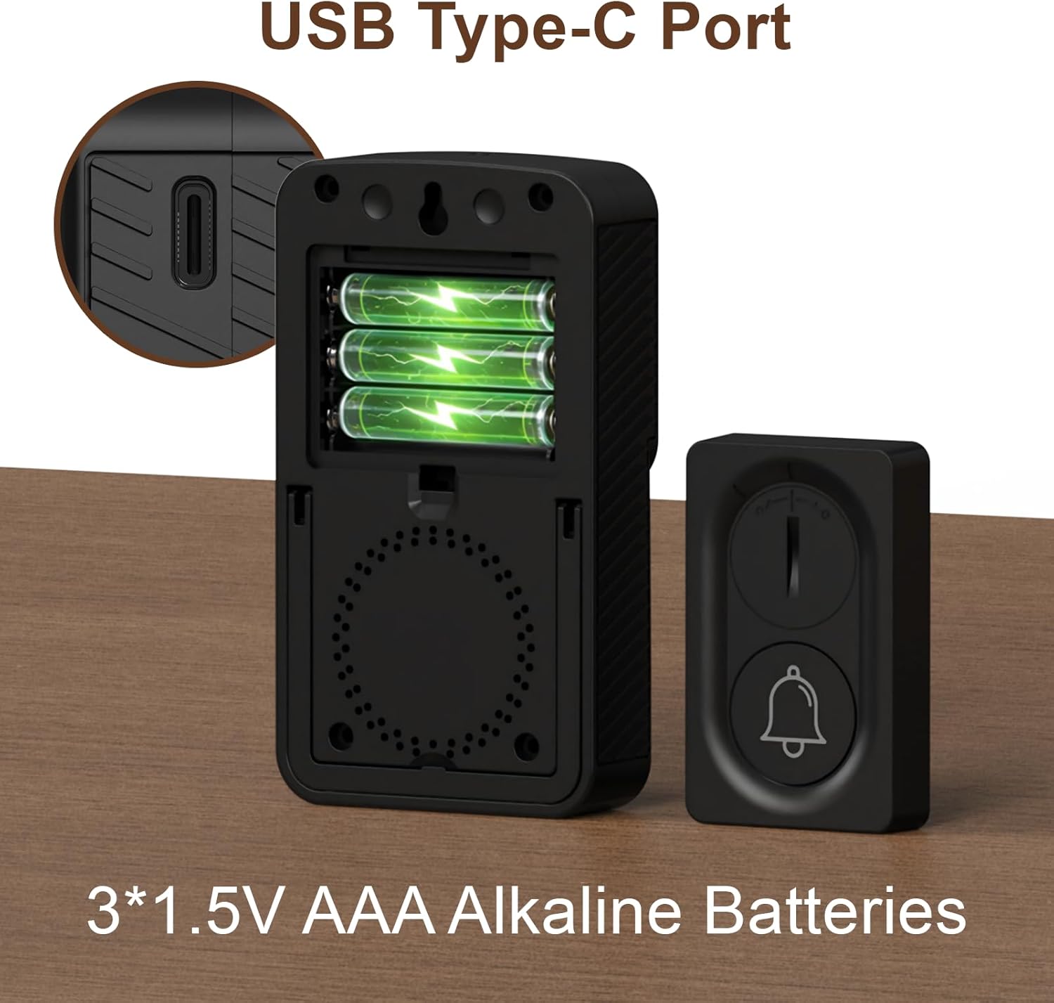 Wireless Doorbell, Doorbell Chime, Classroom Doorbell, Door Bell Ringer, Portable Door Chime Kit—Battery Operated,Adjustable Volume& 38 Chimes,LED Flash,500ft Range,Wireless Doorbells for Home Office