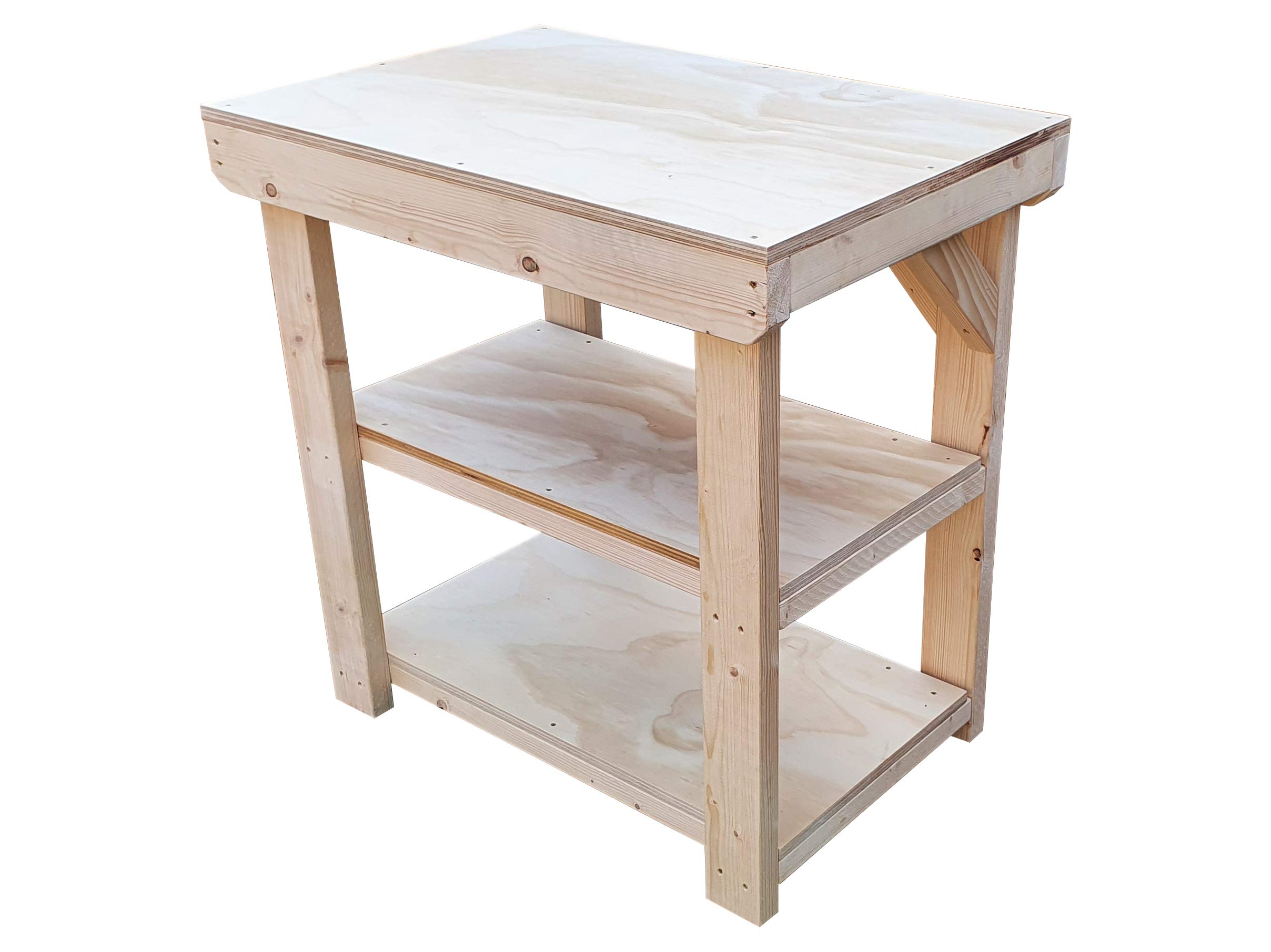 Arbor Garden Solutions Natural Express Wooden Workbench - Multiple Options Workmate Range - Double Shelf (3Ft Plywood Sheet Material)