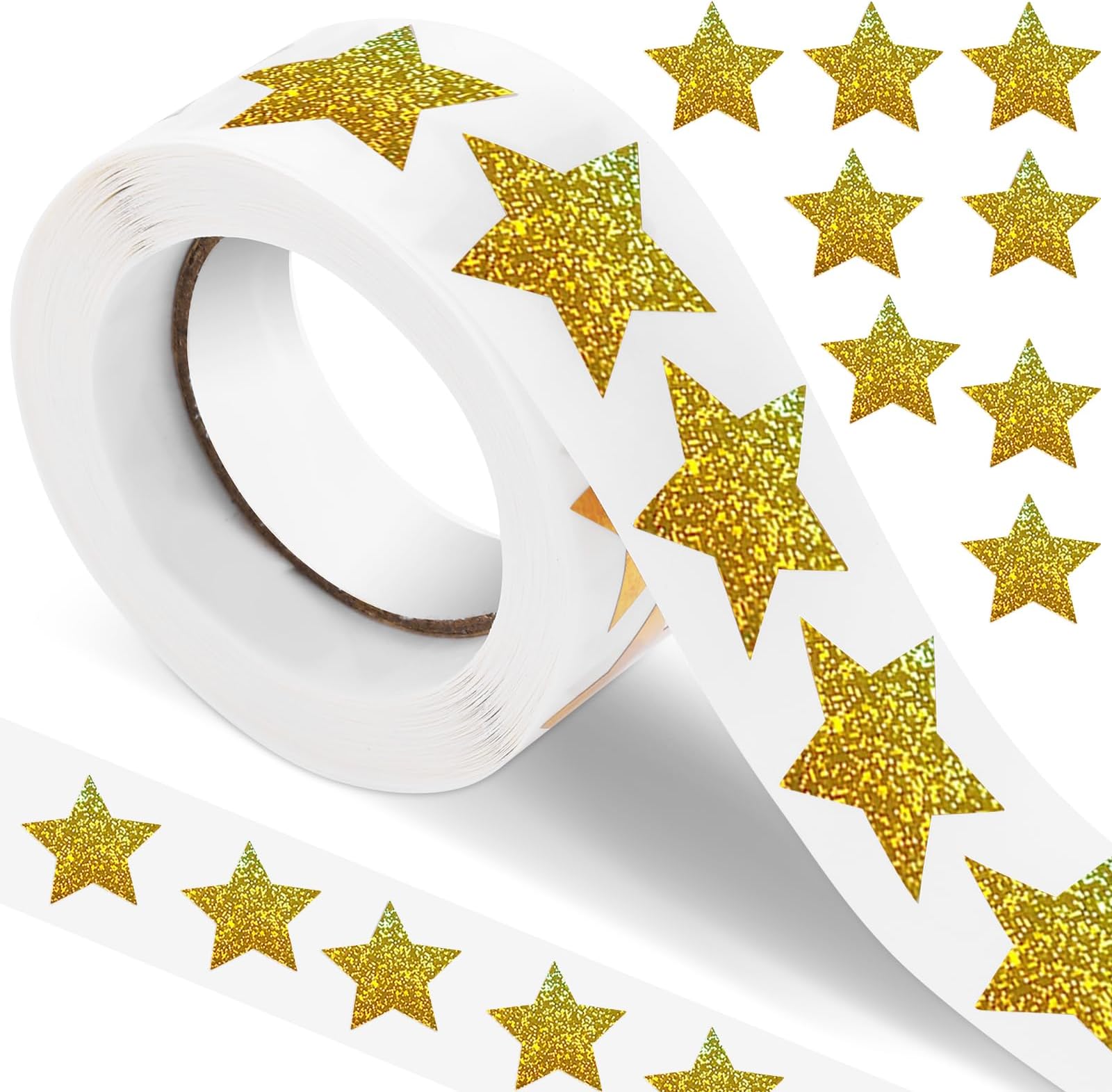 500 Pcs Gold Star Stickers, Holographic Gold Foil Star Stickers, 1 Inch, for Reward Chart, Crafts, Decoration