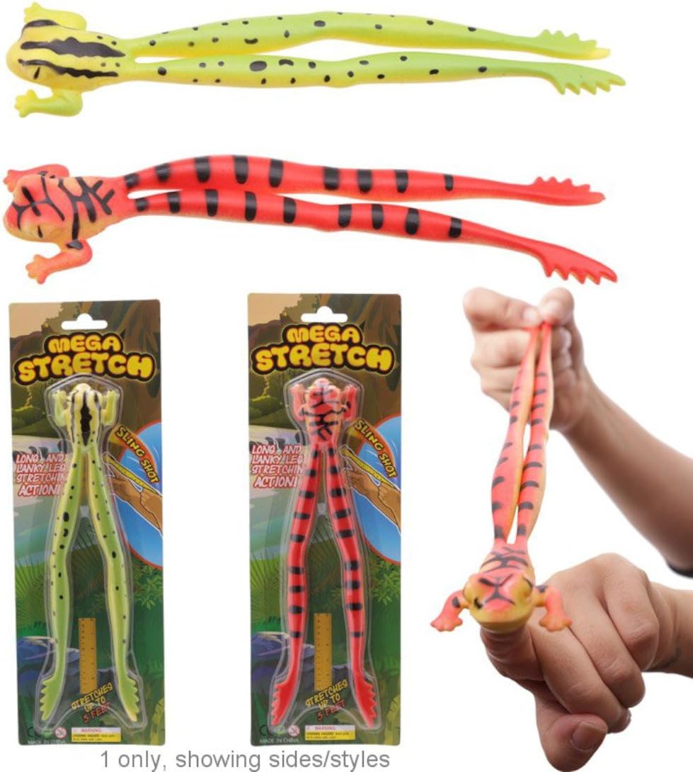 Puckator Fun Kids Stretchy Frog Toy, Length 24cm Width 4cm Depth 1.5cm Stretches up to 145cm, Multi