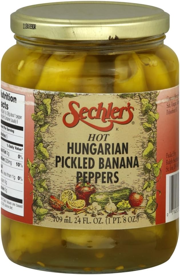 Sechlers Pepper Banana Whole Hot, 24 Oz (Case of 6)
