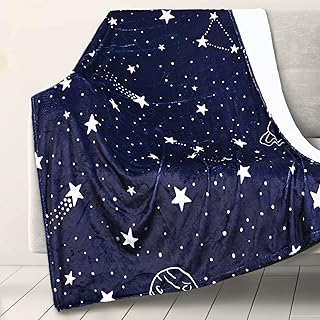 RosieLily Lightweight Star Throw Blankets Gifts Constellation Print Soft Flannel Fleece Cozy Plush Celestial Zodiac Astrology Decor for Kids Boys Womens Girls Adults All Seasons Couch Bed 60X80