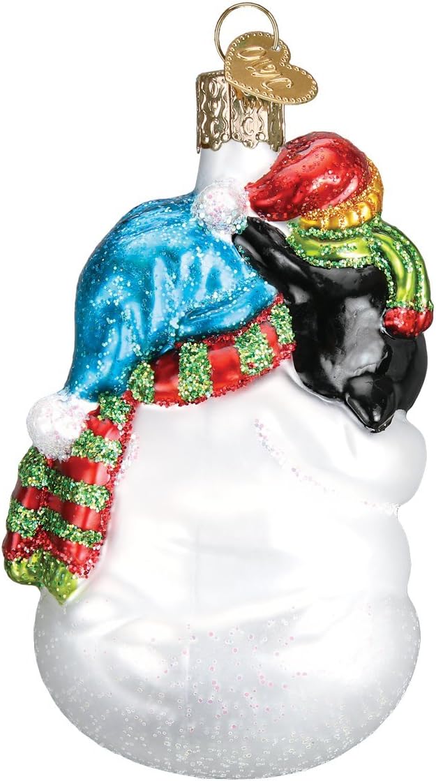 Old World Christmas Snowman with Penguin Pal Glass Blown Ornament for Christmas Tree, Handcrafted Holiday Decoration, Snowman Collection image 3