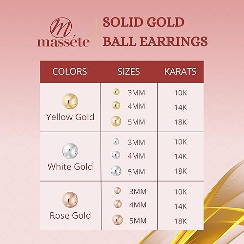 Miniatura 5 de Aretes de diseño de bola, con cierre de rosca, dorados, de alto pulido