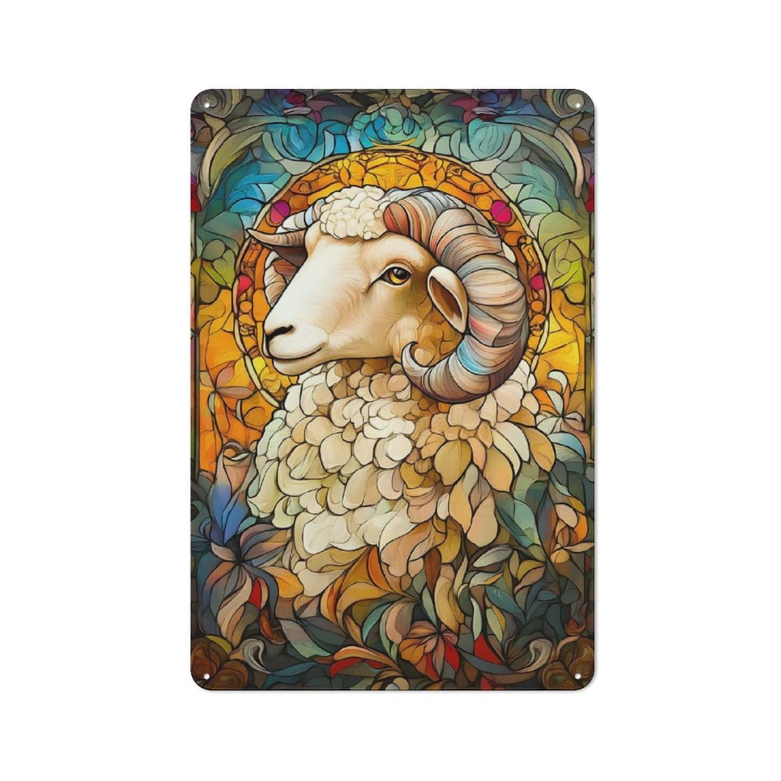 Junmoney Sheep Art Metal Plaque 30X20cm With For Hallway Wall, Rustic Decor, For Garage, Workshop And Man Cave Decoration