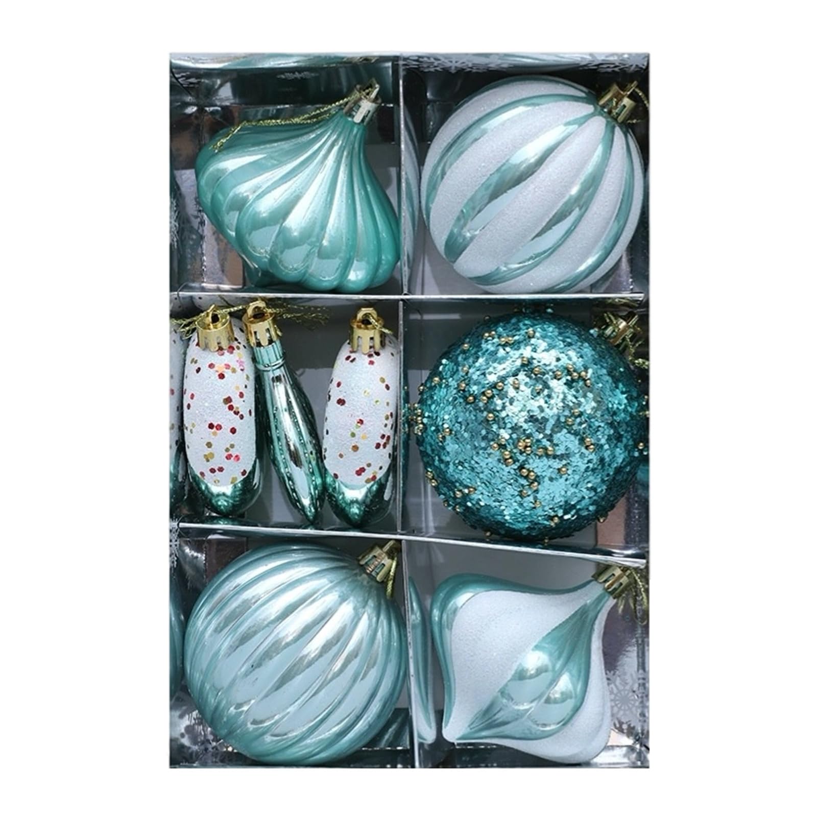 KAQNTUD Pack of 8 Bright Hand Painted Plastic Christmas Bauble Ornaments for Festival Tree and Holiday Decorations. Plastic Christmas Bauble Decorations