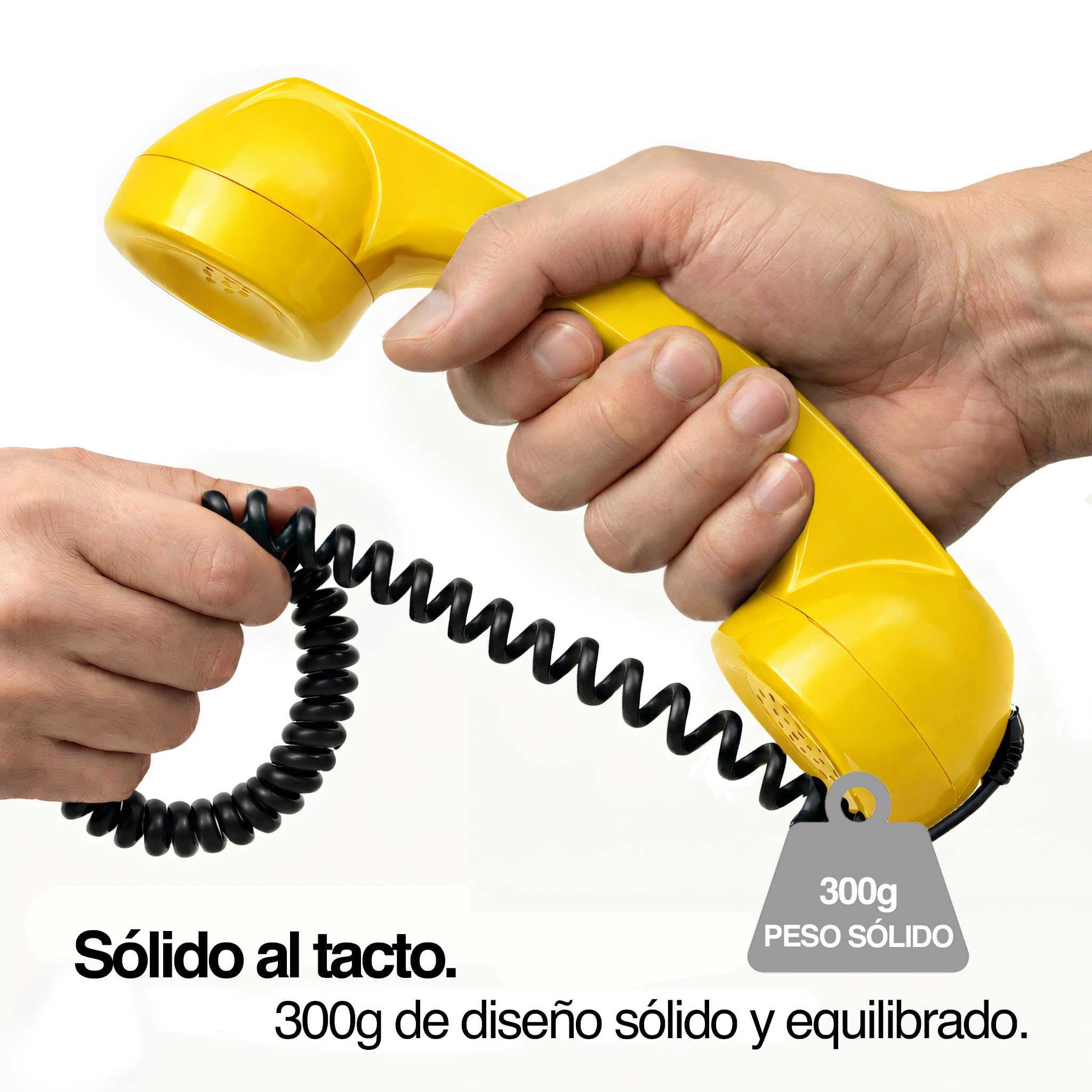 Opis 60s Micro: Auricular telefónico Retro y Vintage, Ideal para móvil. Adaptación a Auriculares Retro iPhone y Android con USB Amarillo