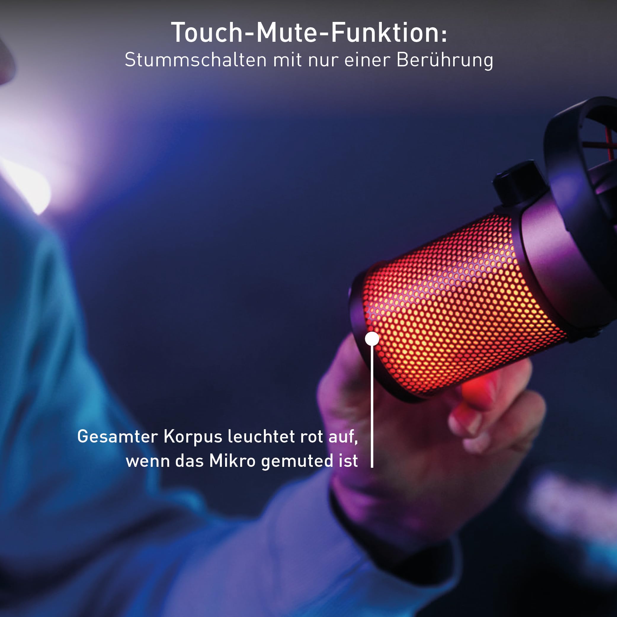 CHERRY UM 9.0 PRO RGB, USB-Mikrofon mit RGB-Beleuchtung, Schwarz-Kupfer