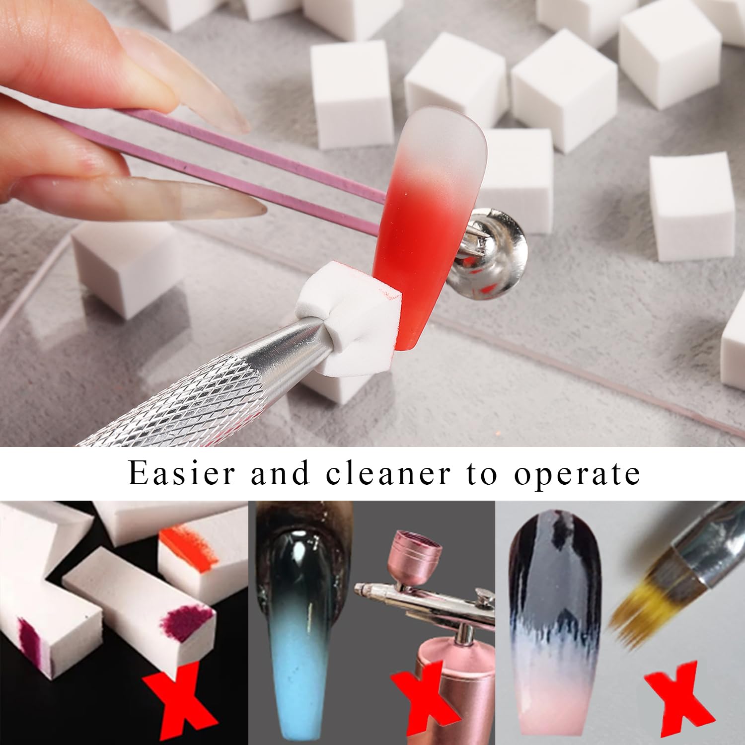 150 spugne morbide per unghie per mini spugne Ombre Nail Art con penna a sfera, pennello sfumato Aura Nail per spugna per smalto gel con 50 pezzi di carta per palette di smalto