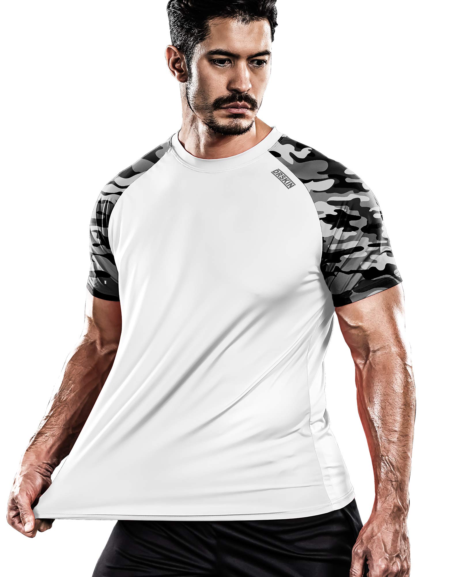 DRSKINMen's 2 or 1 Pack T-Shirt Short Sleeve Shirts Running Athletic Workout Active Sun Protection Quick Dry