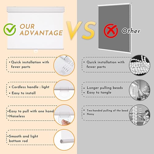 Miniatura 2 de Persilux Persianas de Ventana sin Cordones para Ventana (47 pulgadas de ancho x 72 pulgadas de alto, blanco) Persianas Enrollables de Ventana 100%