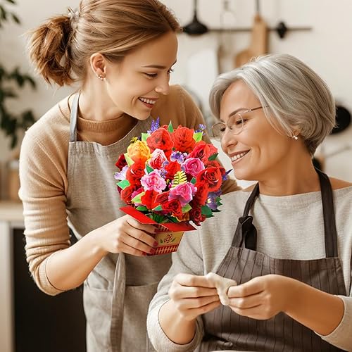 Miniatura 4 de CNLITIHEKA Tarjeta desplegable de ramo de rosas para el día de San Valentín, tarjeta de aniversario, tarjeta de cumpleaños, tarjeta de