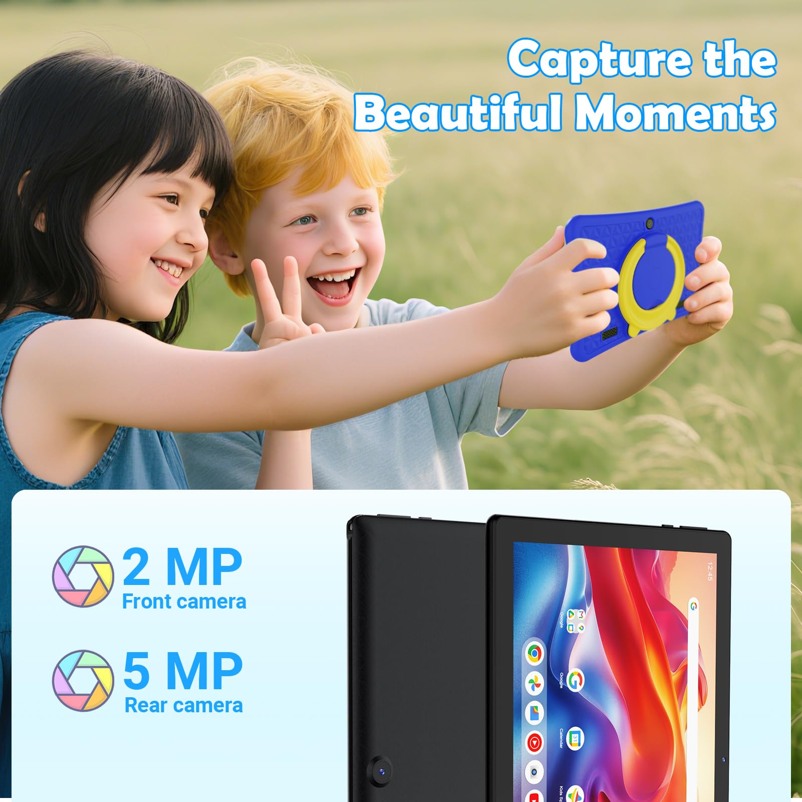 DigiLand Android 15 Niños Tablet 10 Pulgadas,6GB RAM + 32GB ROM (Ampliable), Control Parental, Apps Infantiles Preinstaladas, Cámara Dual, con Funda Protectora (Azul)