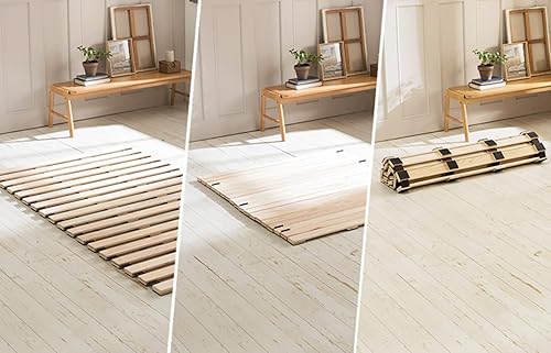 Pine Wood Low-Floor Bed Mattress roll Bed Mattress Q Size