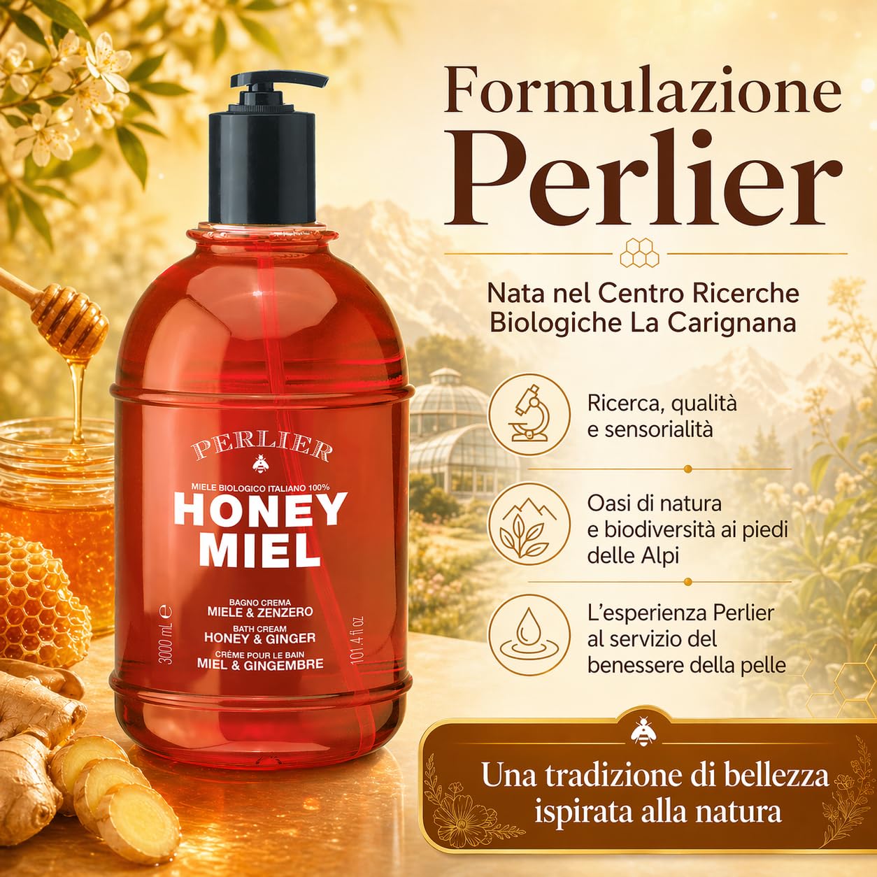 Perlier Honey Miel - Bagno Crema Miele e Zenzero, 3L
