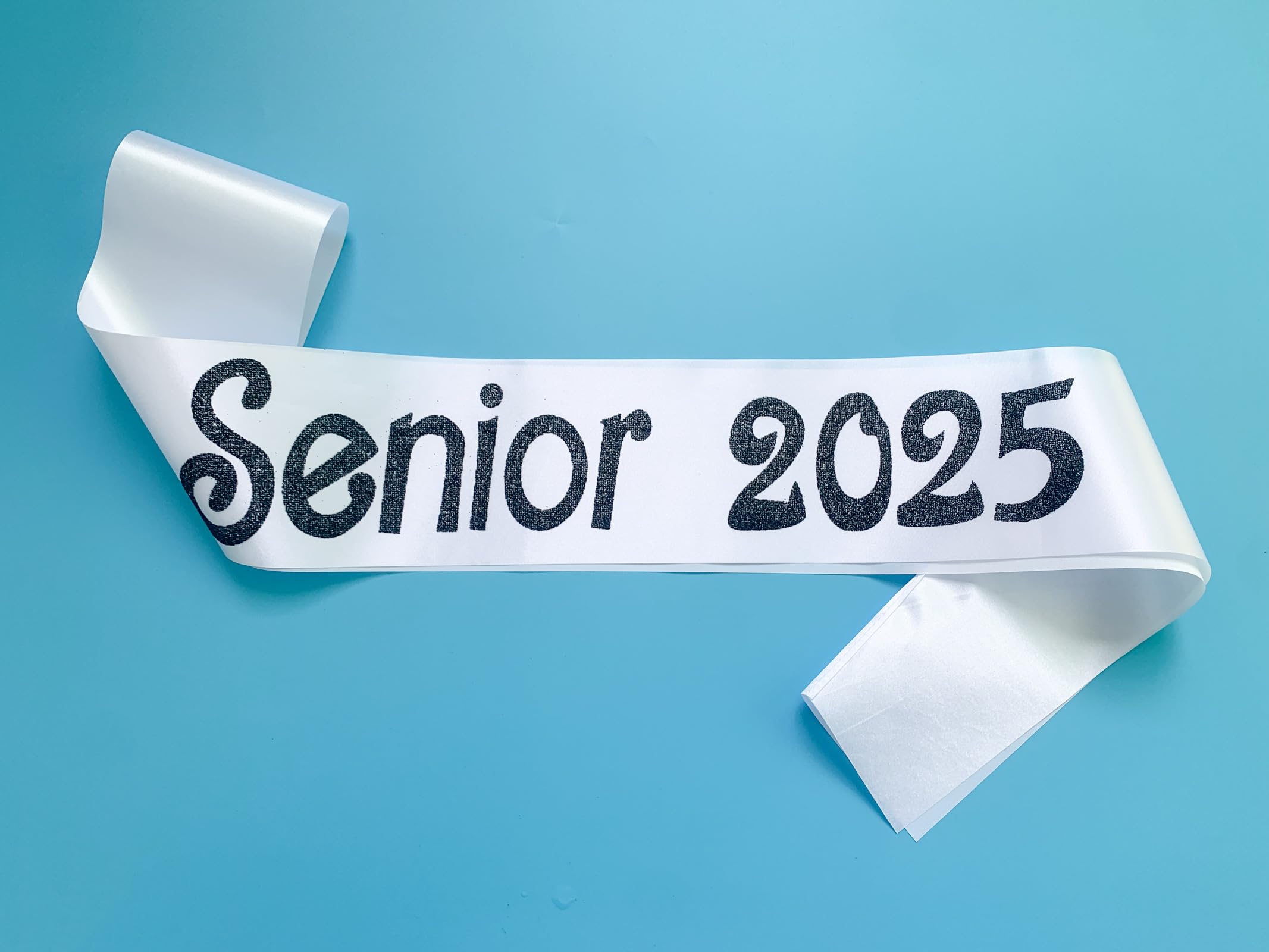 Senior 2025 Sash - Pink Satin Graduation Sash With Silver Glitter, 2 Pack For Graduation Party Decor
