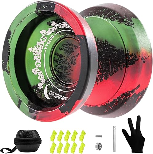 Miniatura 8 de WATIEOBOO Yoyo de metal profesional, Yoyo sensible para niños principiantes, Yoyo insensible para adultos (M18-negro y rojo)