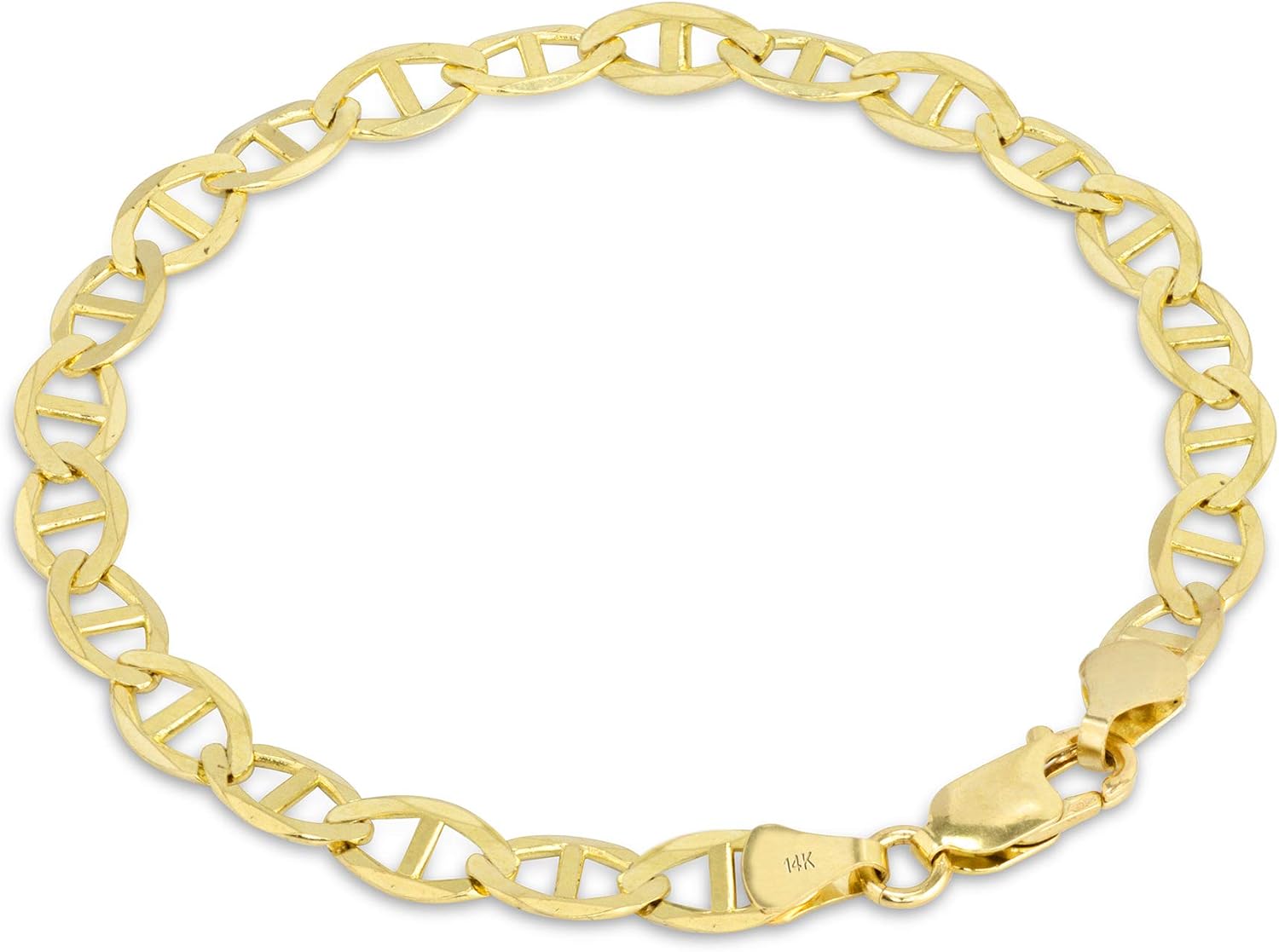 Nuragold 14k Real Yellow Gold Solid Mariner 7.5mm Chain Anchor Link Bracelet (7"-9") Italian Jewelry for Men