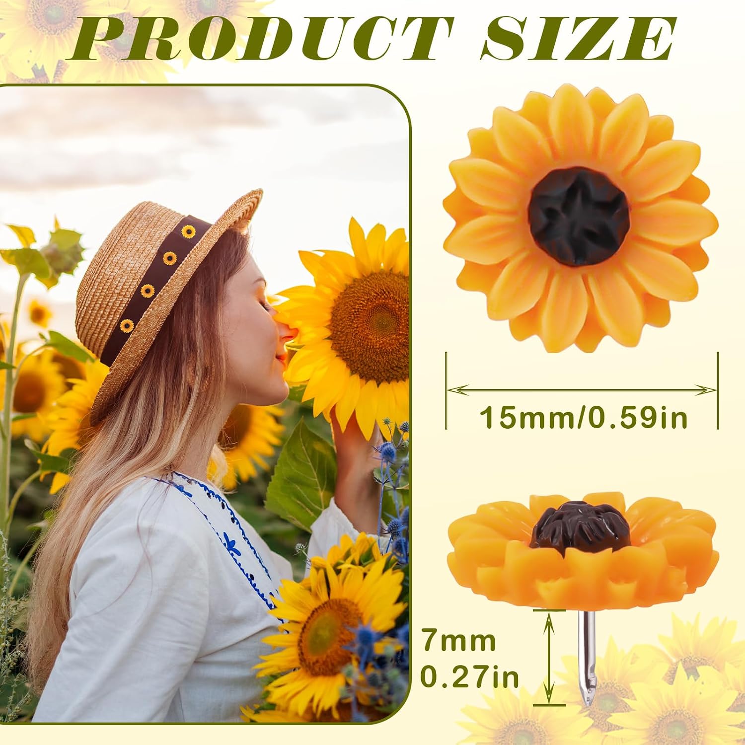 Quelay 20 Pack Sunflower Brooch Pins Floral Brooch Lapel Pins DIY Sewing Embellishments Summer Novelty Sunflower Daisy Safety Buttons for Clothing Shirt Cardigan Hat Bags Plush (Orange)