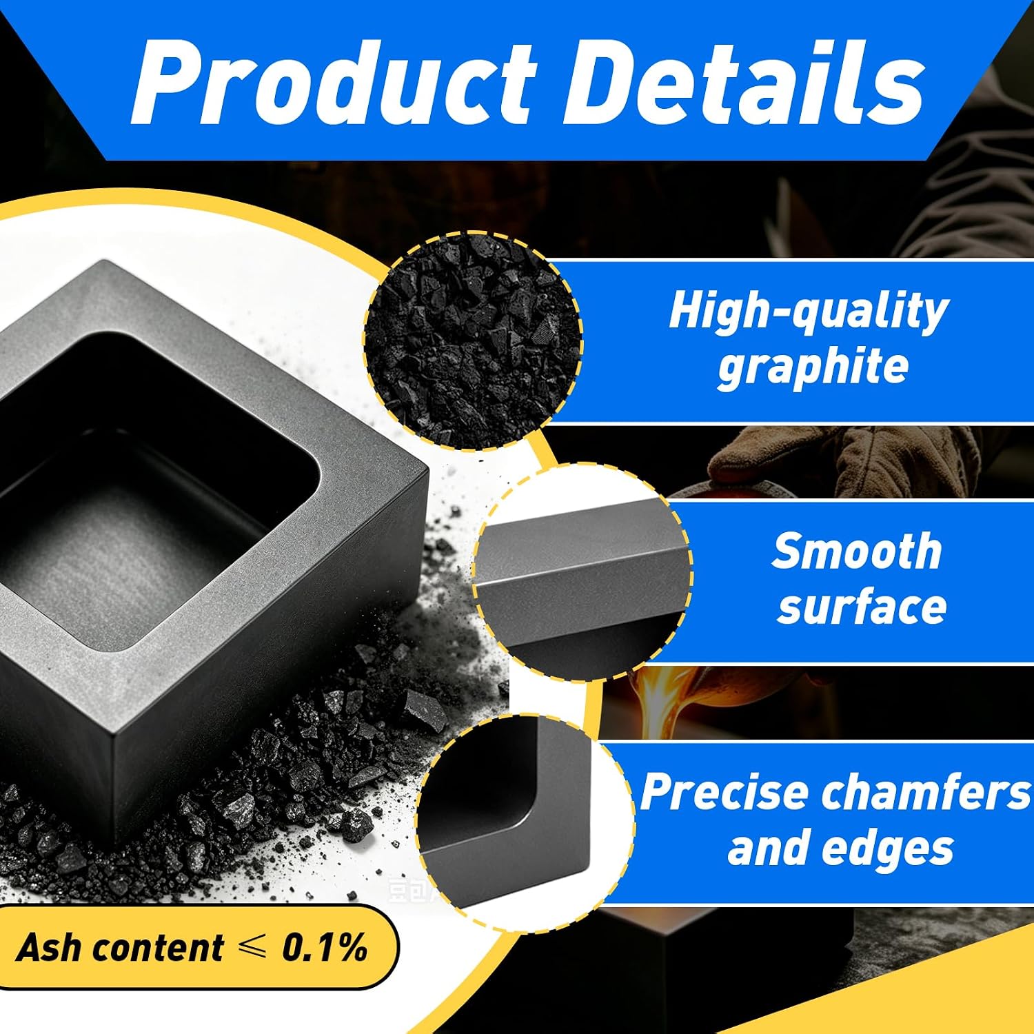 2PCS 0.5kg Premium Graphite Ingot Mold for Metal Casting, Graphite Ingot Mold with High-Purity Materia for Casting Gold, Silver, Aluminum, Copper, Brass, Withstand Extreme Temperatures 1800°C/3272°F