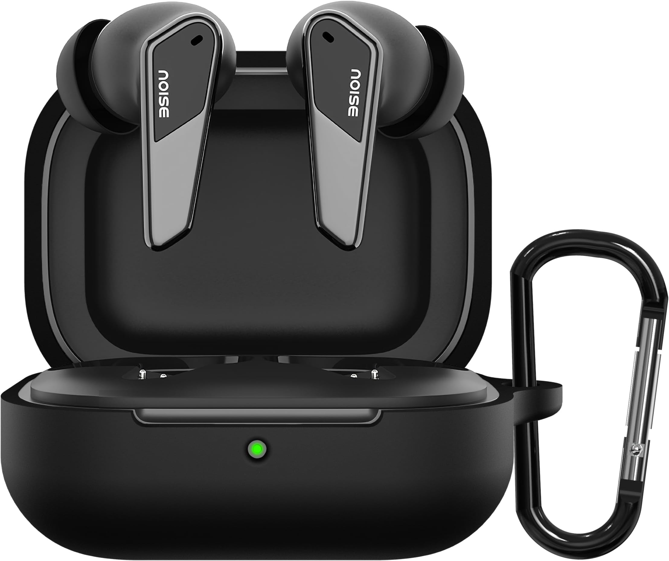 Sounce Silicone Case Cover for Noise Buds N1 Pro, Portable Non-Slip Grip & Scratch-Resistant Protector with Carabiner Clip Full Protection Water Resistant, Shockproof Cover - Black