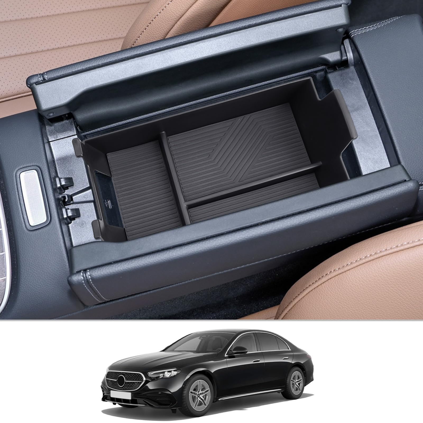 CDEFG Kompatybilny z Mercedes E Klasa W214 2023 2024 2025 S214 X214 Konsola środkowa Schowek na rękawiczki Podłokietnik Multifunkcyjna skrzynka na przechowywanie Organizer do konsoli środkowej Wkładka