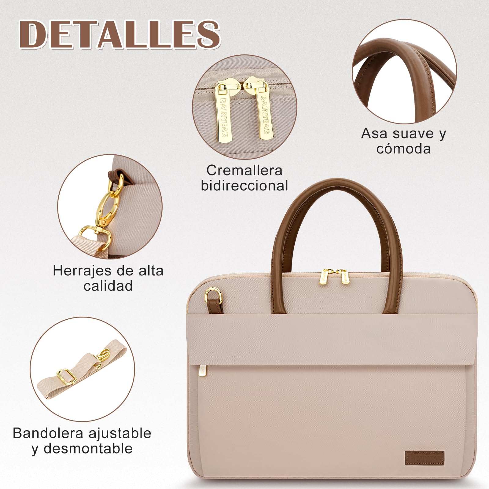 RAINYEAR Bolso de hombro para Computadora Portátil de 14 Pulgadas Compatible con Chromebook para Computadora Portátil de 14", Maletín de Mensajero de Poliéster con Asa y Correa para el Hombro