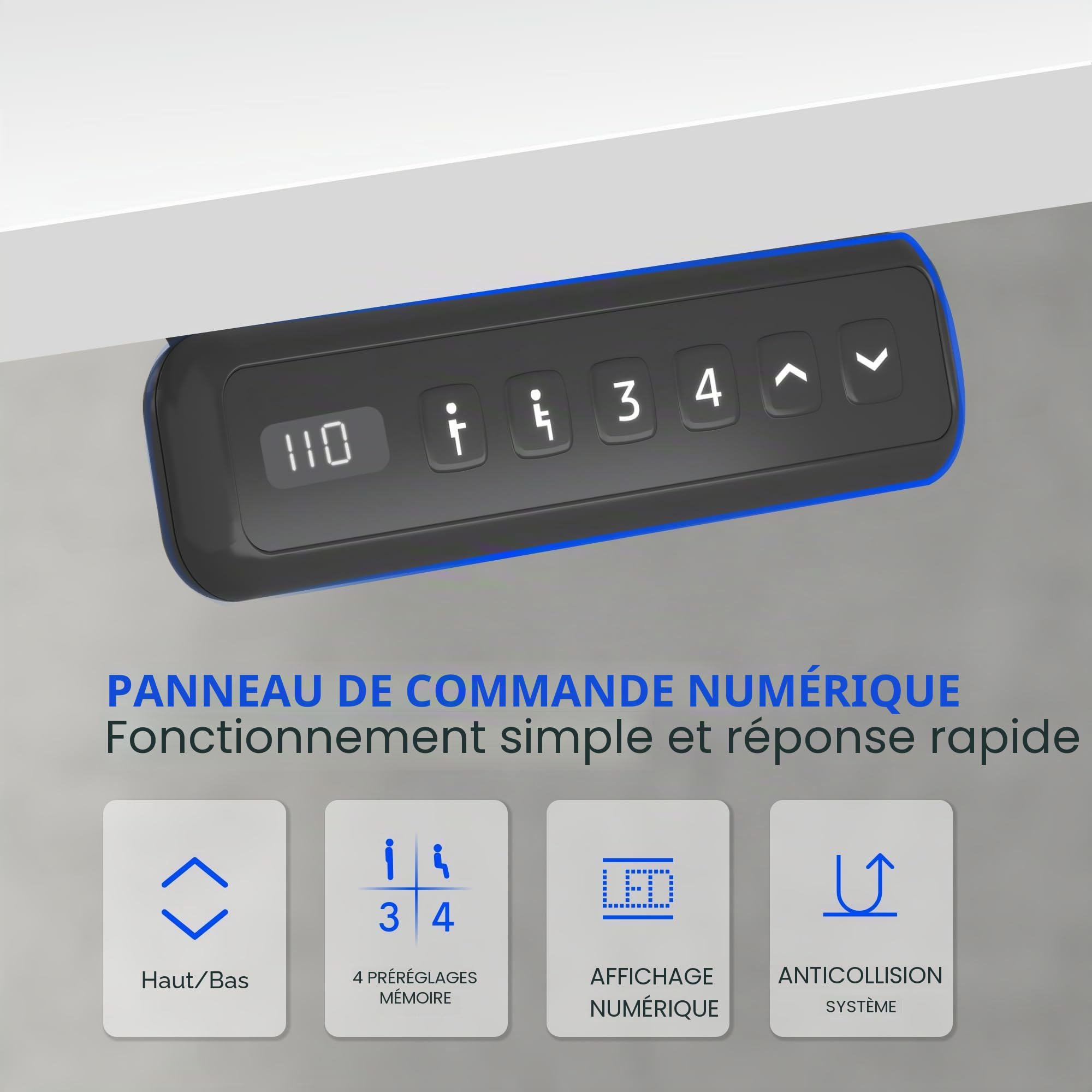 FLEXISPOT Bureau Assis Debout, Une Pièce Bureau Électrique Réglable en Hauteur, Fonction Mémoire 4 Hauteurs,pour Table, Télétravail, 120x60cm Érable
