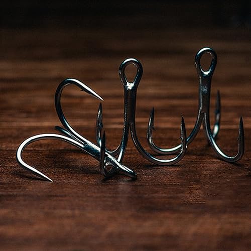 Miniatura 6 de Treble Fishing Hooks,Super Sharp Solid Triple Barbed Fish Hook Strong Wide Gap High Carbon Steel Barbed Hook for Fishing Lures Baits Freshwater