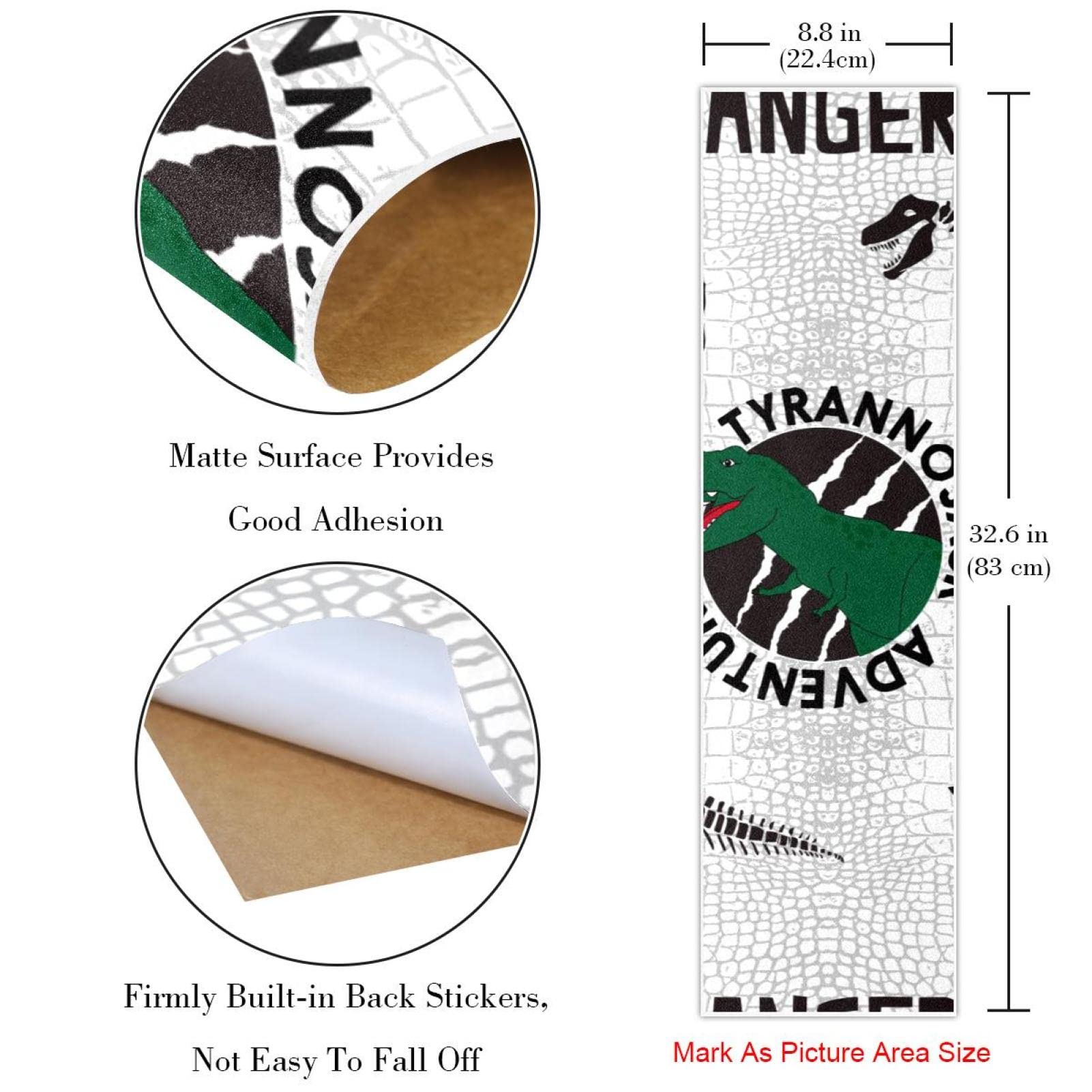 Lot de 2 feuilles de papier abrasif dinosaure pour planche de skateboard et longboard