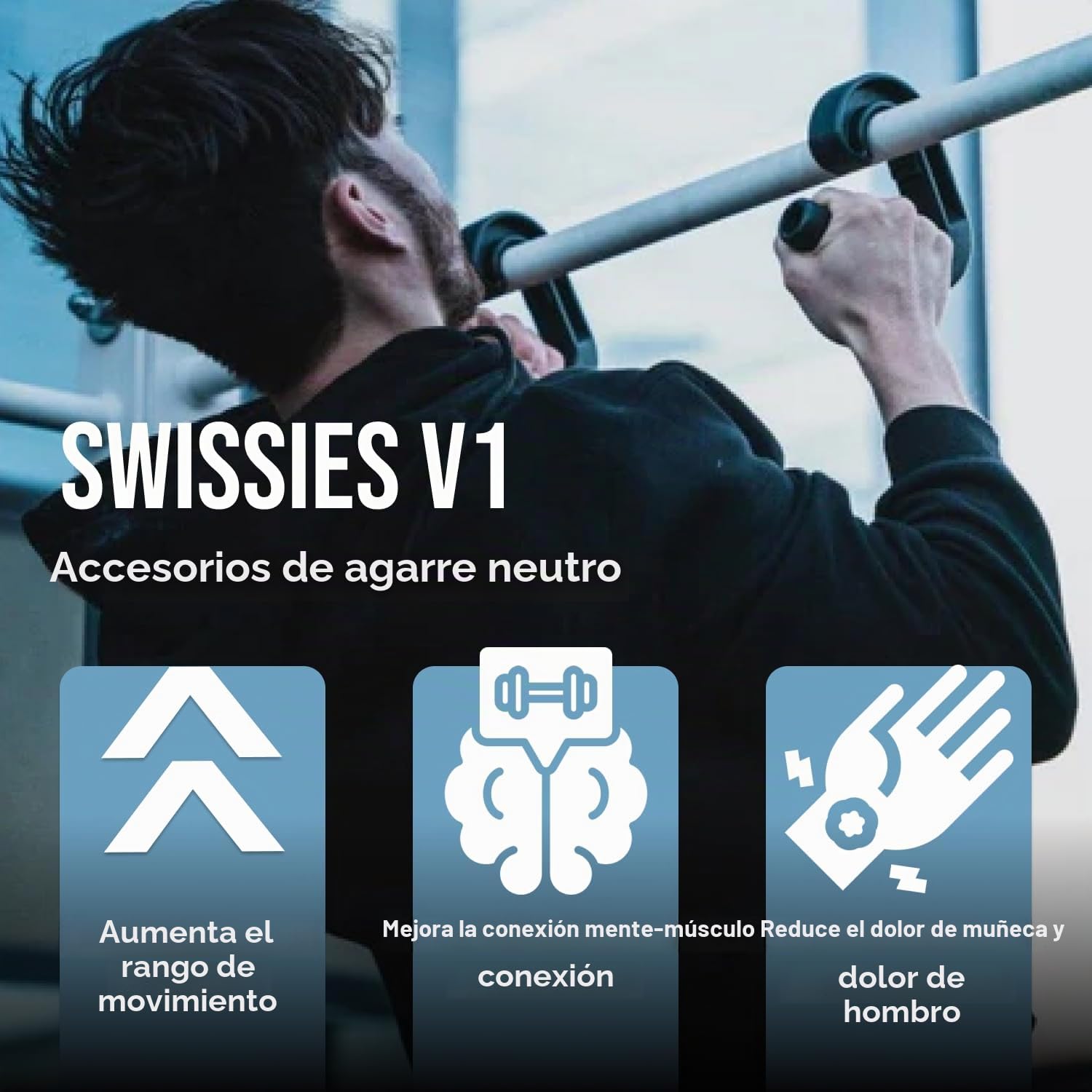Kensui Swissies - Mango de agarre neutro para barras de dominadas, barras y bandas de resistencia