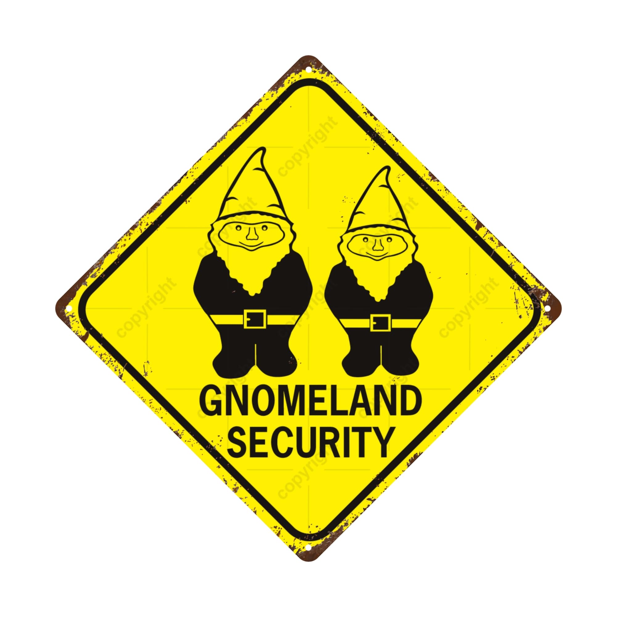 Yaasimoule Metal Gnomeland Security Vintage Tin Sign Farmhouse Decor, 8 X 8 Inch