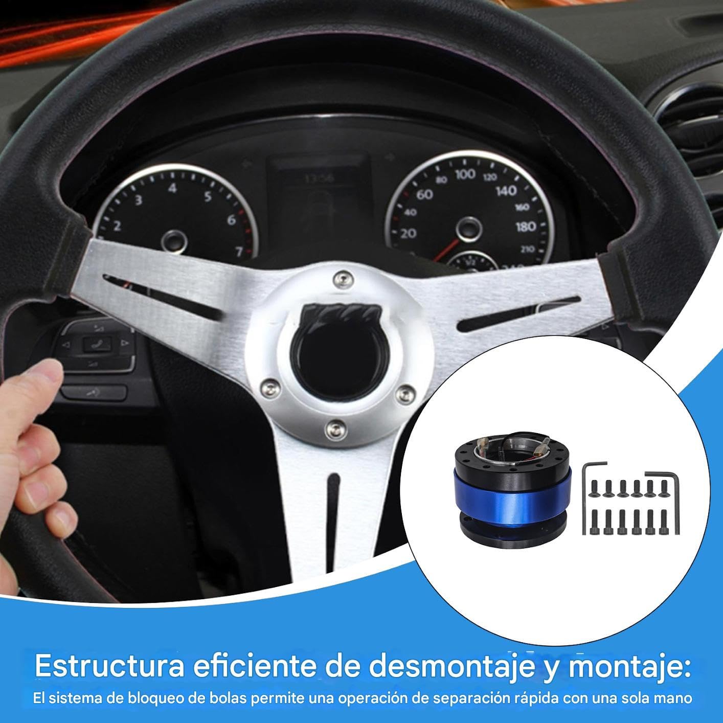 Kit de Volante de Liberación Rápida | Buje Rápido de Volante de Aluminio - Adaptador Sustitución Compacto Extraíble para Coche, Camión, Barca Automoción