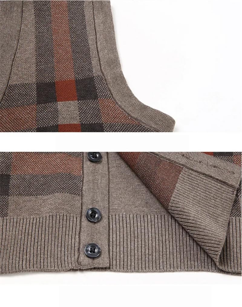 Otoño Invierno Cuello en V Suéter de Punto Chaleco Hombres Casual Sin Mangas Cardigan Chaqueta Azul Marino Asiático L (60-72kg), azul marino, L