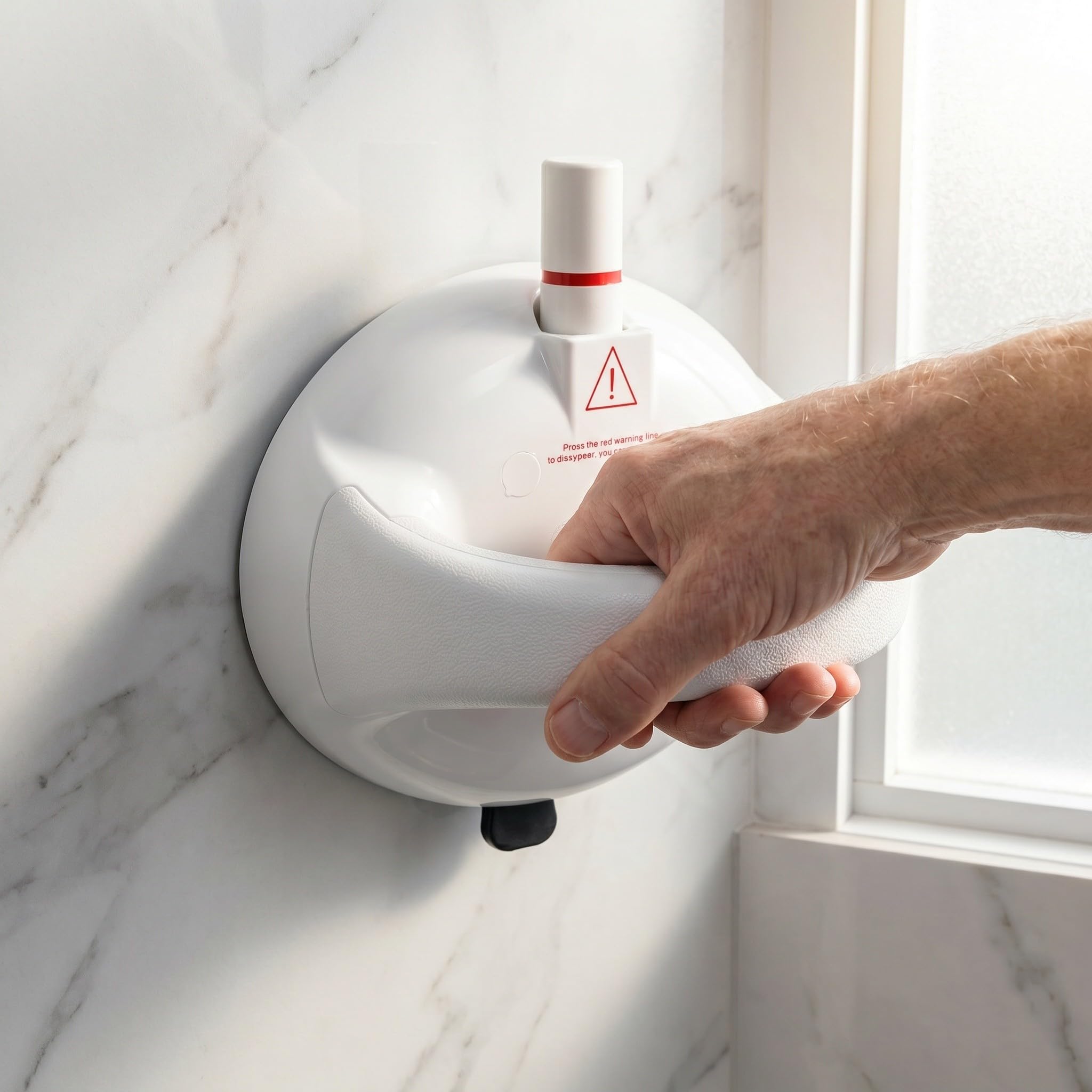 Kisangel Maniglione di supporto per il bagno: maniglia per doccia per disabili anziani - corrimano antiscivolo luminoso per il bagno - braccioli a ventosa per persone con lesioni, anziani, bianco