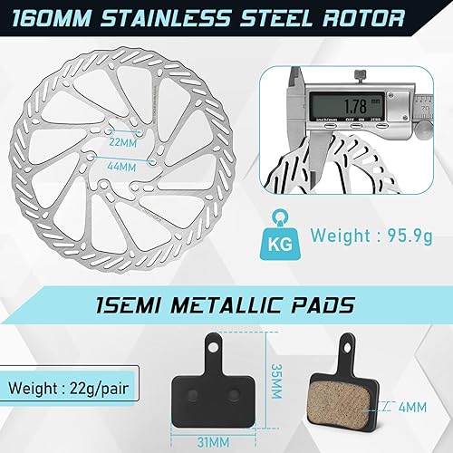 Miniatura 4 de Bucklos Kit de frenos de disco para bicicleta de montaña, pinza de freno de disco mecánica tirando de línea con palancas de aleación de aluminio