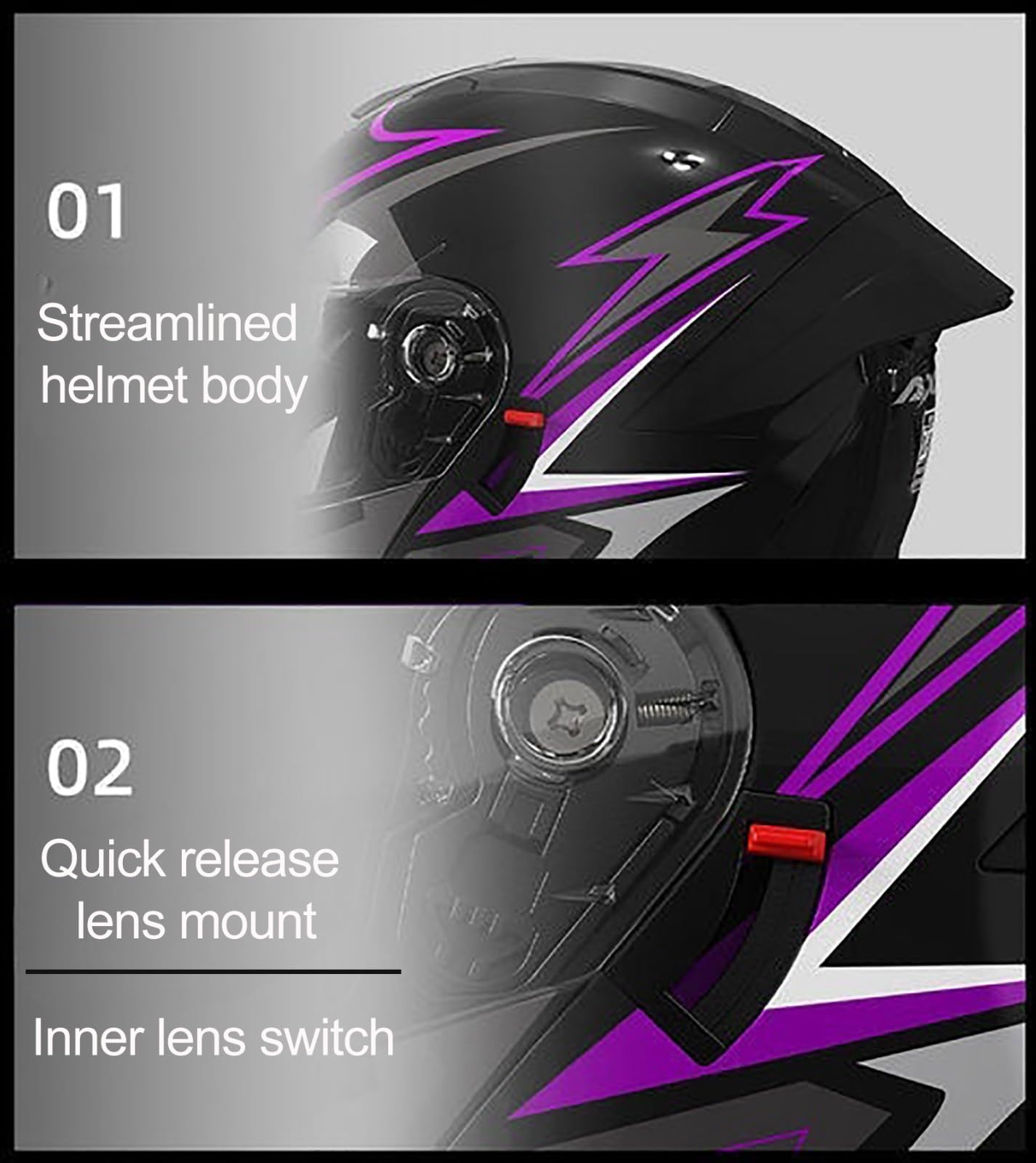 Kask szczękowy do motocykla, integralny kask motocyklowy, do sportów wyścigowych, sportowych, turystycznych, dla dorosłych, z podwójnym wizjerem, uniseks, C (54-61 cm)
