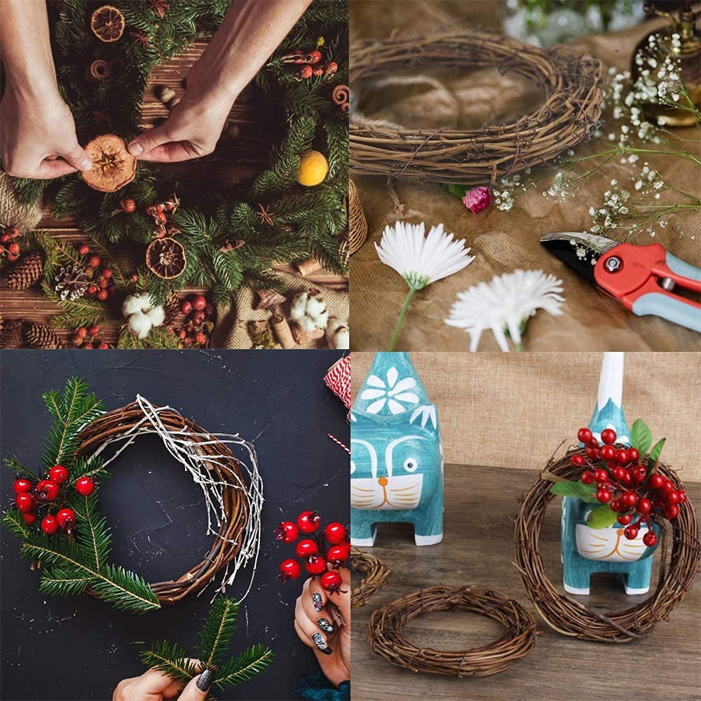 3 Ghirlande Base In Vite Naturale 25cm - Anelli Per Decorazioni Festive, Natale, Halloween E Matrimoni - Foto 4