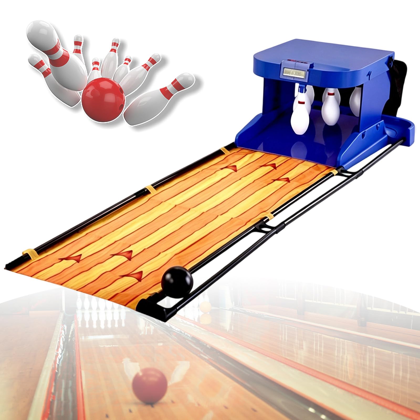 Juego de Bolos electrónico para niños, Bolera electrónica con Marcador LED, reinicio automático de Pines y Efectos de Sonido, para Fiestas en casa y Entretenimiento Familiar 2M