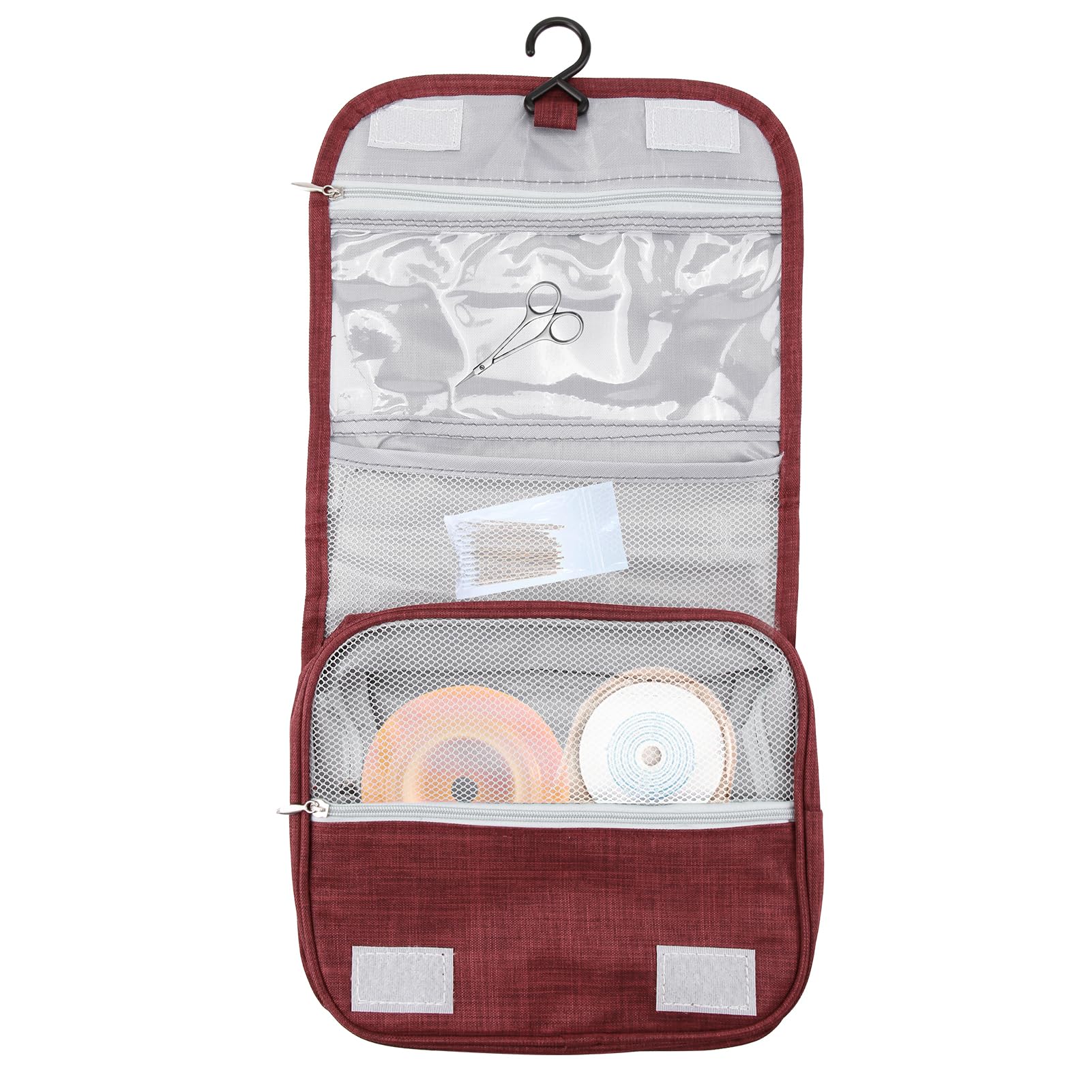 LKLKKC Ostomy Travel Bag - Hanging Ostomy Supplies Bag for Colostomy, Ileostomy, Foley Catheter, Medical Supplies Organizer (Wine Red)