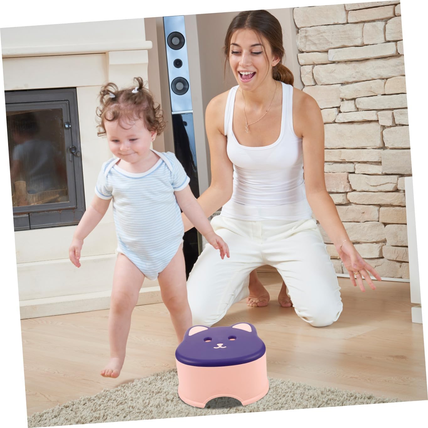 Step Stool Small Plastic Slip Sitting Stool for Seat Compact Lightweight Stable for Bathroom Bedroom Use