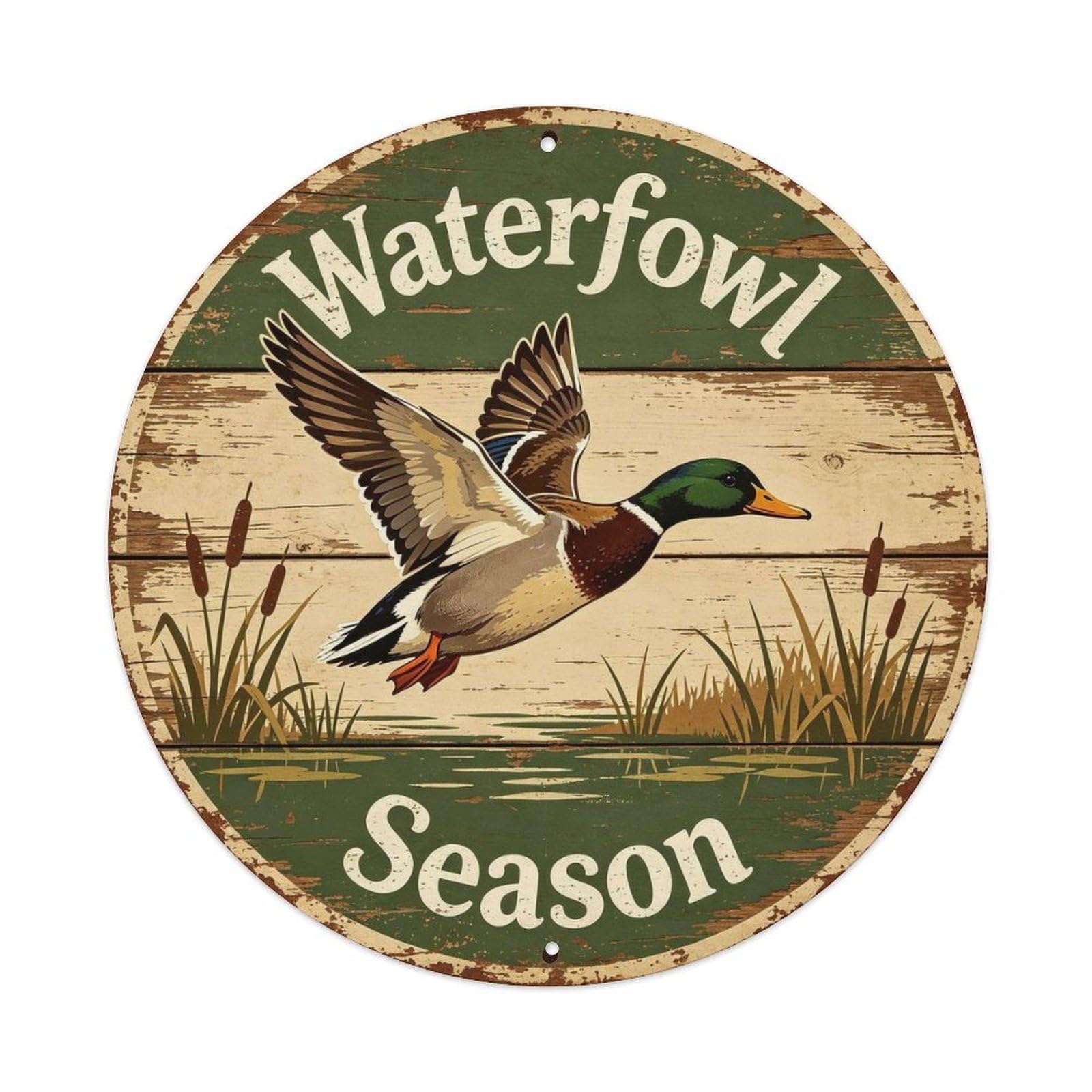 Rustic Waterfowl Season Duck Hunting Metal Tin Sign Plaque