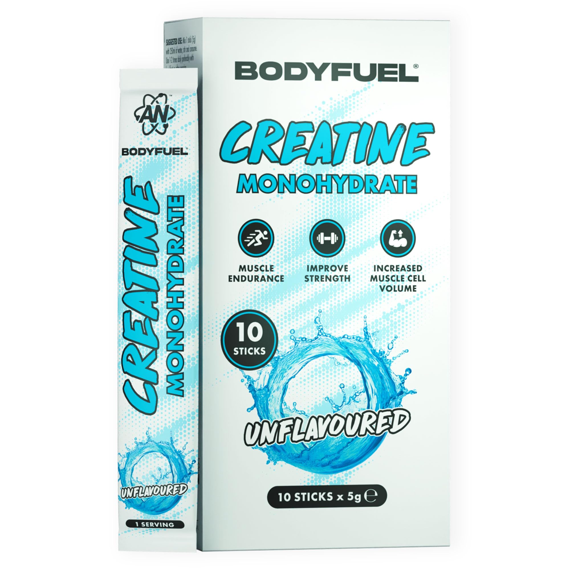 Applied Nutrition BodyFuel Creatine Monohydrate Sticks Unflavoured Creatine Powder for Strength Power & Performance Support (10 x 5g Sachets)