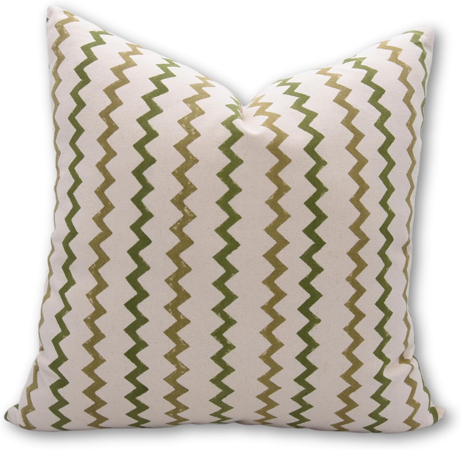 Pillow Covers Handmade Block Print Duck Canvas Throw 18X18 Pillowcase Cushion Cover for Sofa Couch, Bed, Summer, Floral Printed, Home, Outdoor, Farmhouse, Surekha, Green