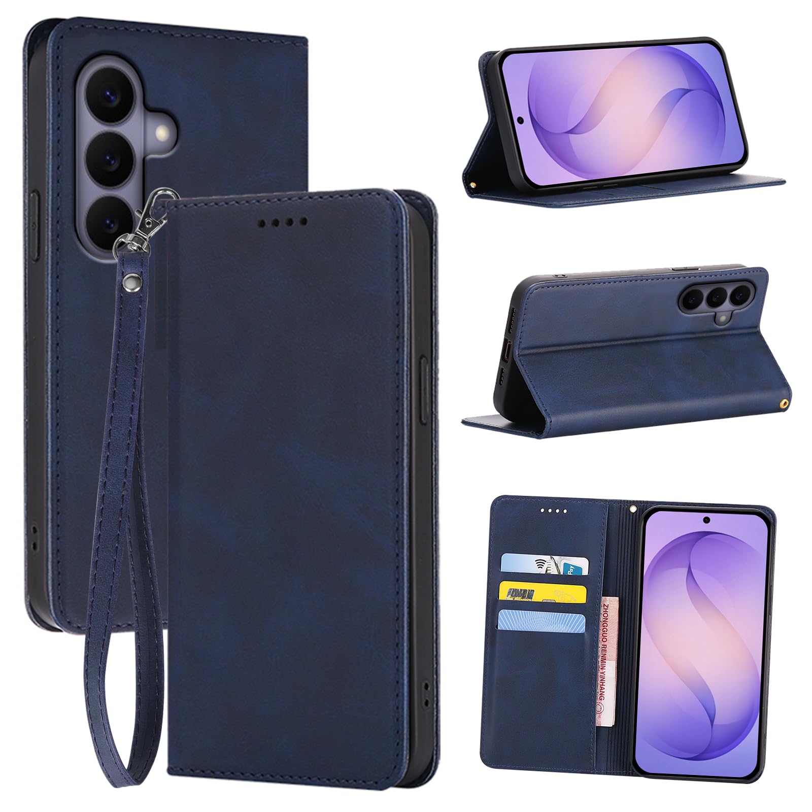 対応 Galaxy S26 用の ケース 手帳型 ギャラクシーS26 用の ケース手帳型 手帳型ケース カバー puレザー 耐摩擦 耐衝撃 全面保護 マグネット式 スタンド機能 カード収納 手触りが良い【内側の黒いTPU】スマホケース スマホカバー(Galaxy S26 用の カバー 手帳型) (ブルー)