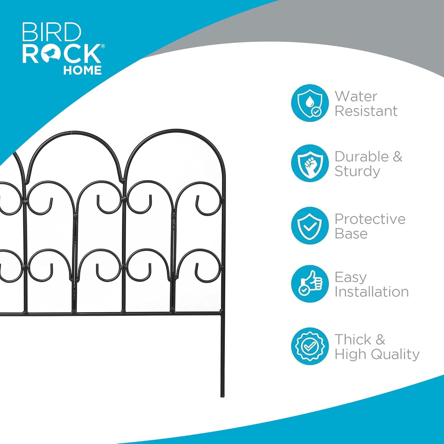 BIRDROCK HOME 5pk Ornate Landscape Edging Fence for Garden or Flower Beds - Durable Metal - Landscape Fencing